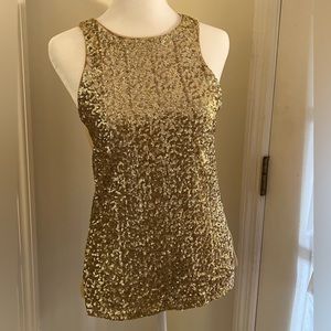 Gold sequin Express holiday top xs